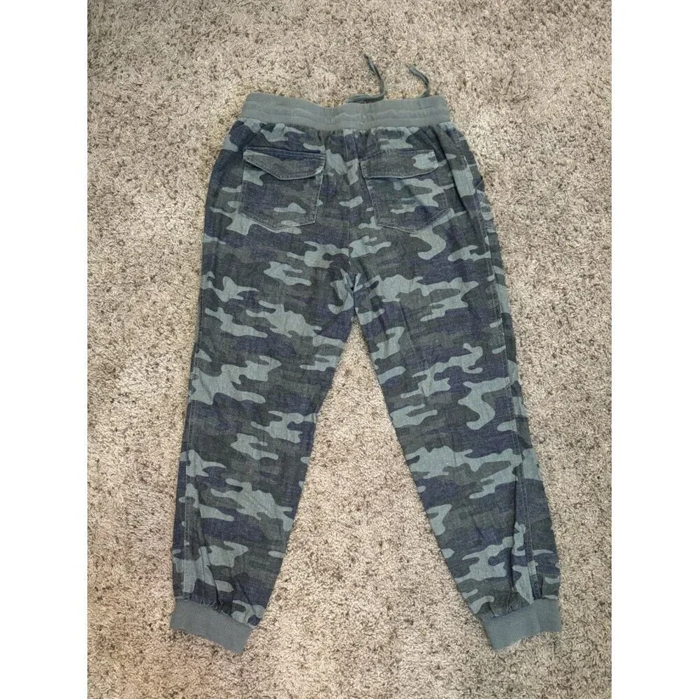 Womens Camo Jogger Pants Crop Ankle Linen Blend Casual Beach Travel Outdoor SM - Picture 2 of 8